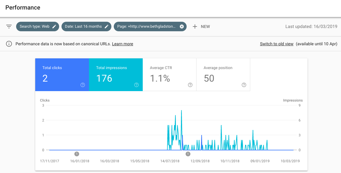 Track position changes by URL